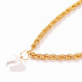 Fashion twist chain heart-shaped pearl pendant alloy necklace cold wind clavicle chain